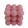Bougie carrée à boules coloris rose l.5,5 x H.5,5 cm Ormani