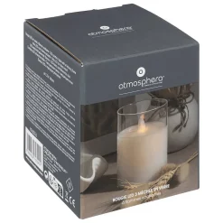 Bougie LED Sena en verre D7,5cm - Atmosphera