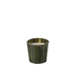 Bougie parfumée 35H dans pot en verre vert 12x12x11.5 cm