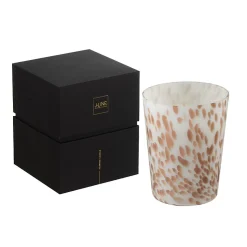 Bougie parfumée 68H dans pot en verre blanc - doré 12.5x12.5x15.5 cm