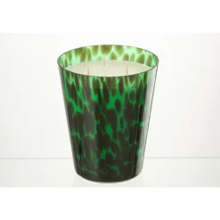 Bougie parfumée 95h et verre vert 16x16x20 cm