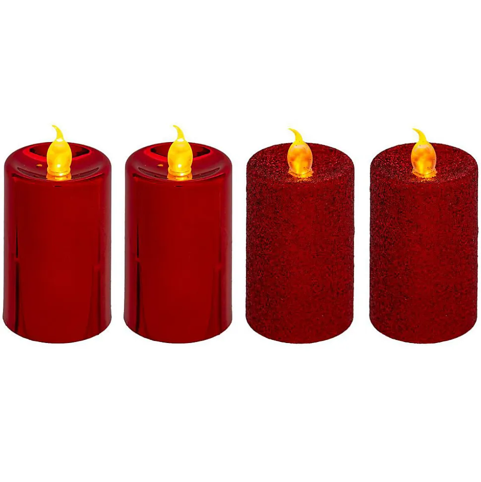 Bougies led colorama de noël lot de 4 votives rouge - feeric lights & christmas
