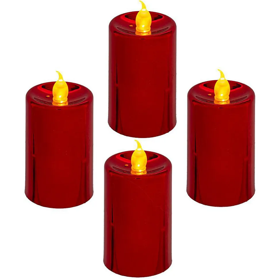 Bougies led colorama de noël lot de 4 votives rouge - feeric lights & christmas
