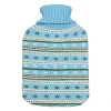 Bouillotte - 2 Litres - Housse tricotée - Motifs traits bleus - GH024 St Helens Home and Garden