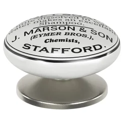 Bouton de meuble arrondi GoodHome Porcelaine Vras blanc Ø3.8cm x p.2.3cm