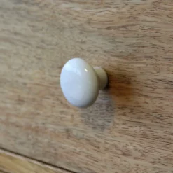 Bouton de meuble arrondi Porcelaine Vras GoodHome blanc Ø3.2cm x P.2.5cm
