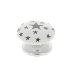 Bouton de meuble arrondi enfant Edern noir et blanc Ø2.4cm x P.2.6cm