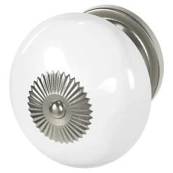 Bouton de meuble arrondi Vras blanc ⌀.40mm x L.40mm