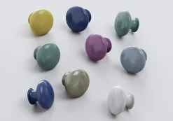 Bouton de meuble arrondi GoodHome Porcelaine Vras bleu Ø3.2cm x p.2.5cm