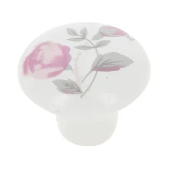 Bouton de meuble arrondi Locarn rose et blanc Ø3.2cm x P.2.5cm