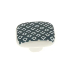 Bouton de meuble carré Beloen bleu vert l.4.1cm x h. 4.1cm x p.1.9cm