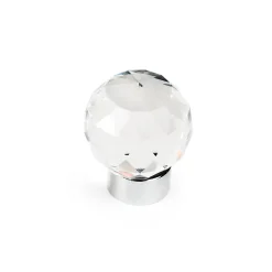 Bouton de meuble cristal diamètre 30 mm base chrome lot de 24 piéces