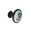 Bouton de meuble en porcelaine blanc, sur base noir mat d 32 mm avec vis incluse
