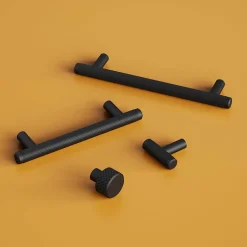 Bouton de meuble en t GoodHome Irus noir Ø4cm x l.1.2cm x h.3.5cm x p.3.5cm