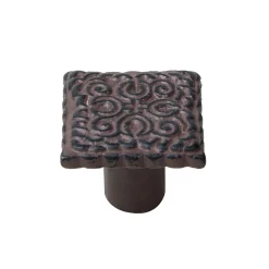 Bouton de meuble fer diamètre 32x32 mm en fer vieilli patiné brun mat lot de 24 piéces