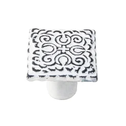 Bouton de meuble fer diamètre 32x32 mm en fer vieilli patiné blanc mat lot de 24 piéces