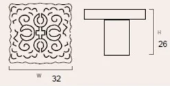 Bouton de meuble fer diamètre 32x32 mm en fer vieilli patiné blanc mat lot de 24 piéces