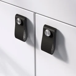 Bouton de meuble GoodHome Hezo noir l.2.6cm x h.6.4cm x p.1.8cm