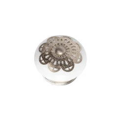 Bouton de meuble porcelaine diamètre 40 mm ceramique appliqué en argent lot de 24 piéces