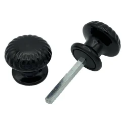 Bouton De Porte D60 mm - couple complet - en Aluminium NOIR RAL 9005 lot de 6 couples