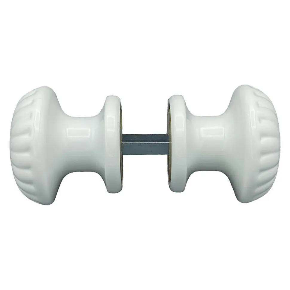 Bouton de Porte D60 mm - couple complet - en Aluminium BLANC RAL 9010 lot de 6 couples
