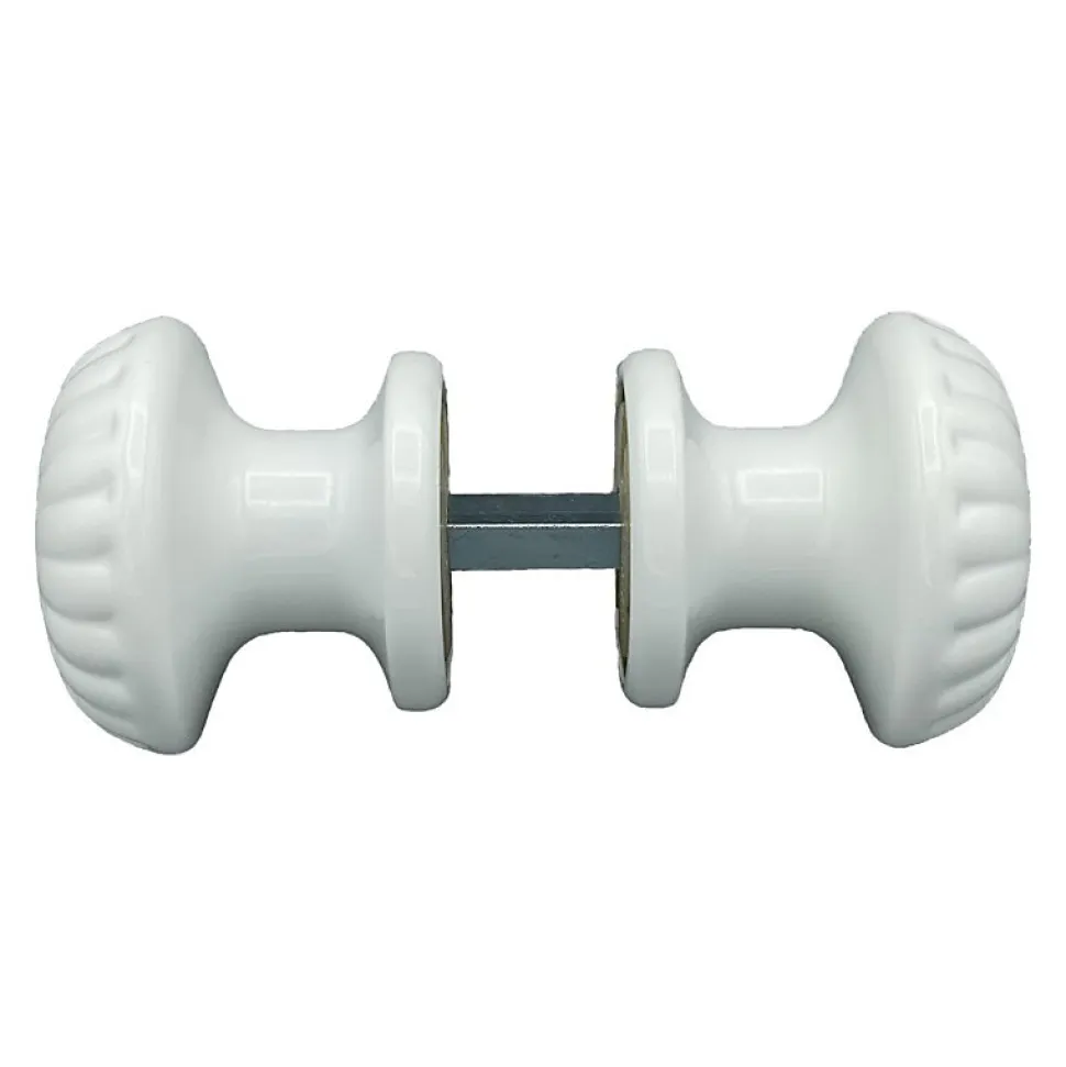 Bouton de Porte D60 mm - couple complet - en Aluminium BLANC RAL 9010 lot de 6 couples