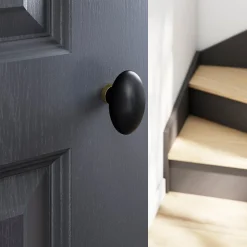 Bouton de porte double ovale GoodHome noir l.42 x H. 65mm