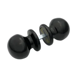 Bouton de porte Hardwarexchange D50 mm aluminium noir RAL 9005 paire complète