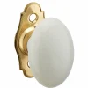 Bouton en porcelaine pour fenêtre, avec vis de pose, laiton poli et blanc - THIRARD