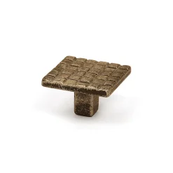Bouton en zamak avec finition en cuir, dimensions: 30x30x18mm-