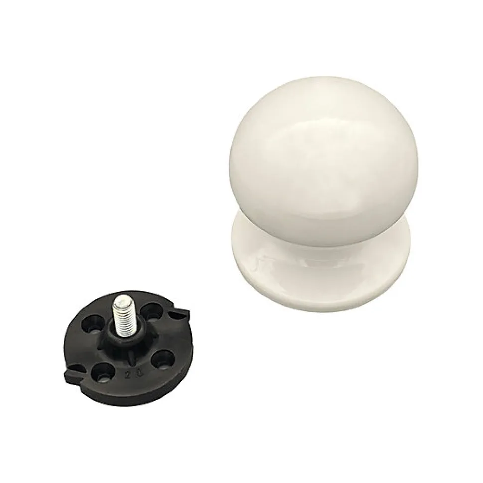 Bouton tirant de porte fixe D70 mm en aluminium BLANC RAL 9010 - breveté