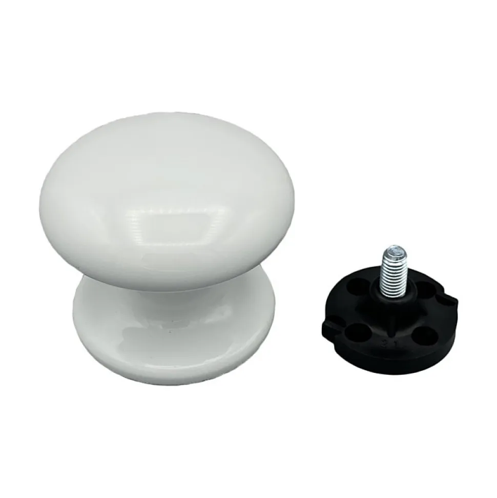 Bouton tirant de porte fixe D70 mm en aluminium BLANC RAL 9010 - breveté