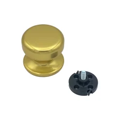 Bouton tirant de porte fixe D70 mm en aluminium Or poli - breveté - lot de 6 boutons