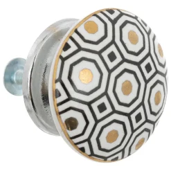 Boutons de meuble x2 Arianna en céramique & métal D4cm blanc - Atmosphera