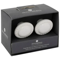 Boutons de meuble x2 Barbara en céramique & métal D4cm blanc - Atmosphera