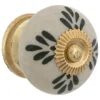Boutons de meuble x2 Dayana en céramique & laiton D3,8cm blanc - Atmosphera