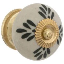 Boutons de meuble x2 Dayana en céramique & laiton D3,8cm blanc - Atmosphera