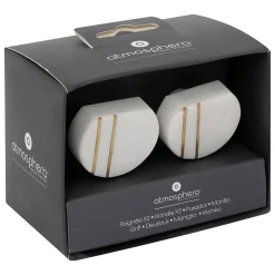 Boutons de meuble x2 Maeva en marbre & laiton D4cm blanc - Atmosphera