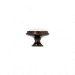 Boutons pour meubles en zamac et Porcelaine Diamètre 35 Brun alu