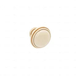 Boutons pour meubles en zamac et Porcelaine Diamètre 35 Patine royale en or ivoire