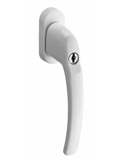Béquille de crémone de fenêtre à clé, carré 7mm, blanc (ral 9010), 2 clés - THIRARD