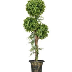 Buis artificiel topiaire artificielle 3 boules H. 115 cm pot style antique inclus