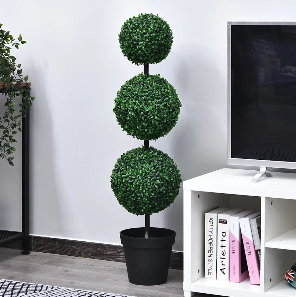 Buis artificiel topiaire artificielle en forme de boules dia. 30 x 112H cm vert