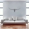 Bull Antlers décoration murale 74cm sud large aluminium en aluminium bois de mur d'argent FineBuy