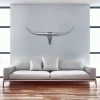 Bull Antlers M décoration murale 100 cm de large en aluminium couleur aluminium argent FineBuy