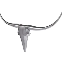 Bull Antlers M décoration murale 100 cm de large en aluminium couleur aluminium argent FineBuy
