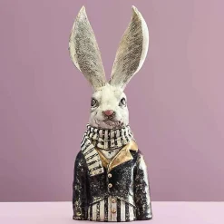 Buste lapin Alfred blanc résine 14x15x42cm