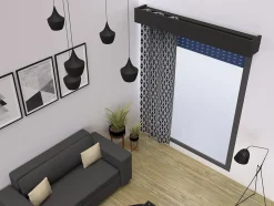 Cache coffre de volet roulant avec support pour tringle à rideaux 270 cm - Gris anthracite RAL7016
