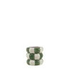 Cache pot en céramique à damiers vert / blanc 10cm