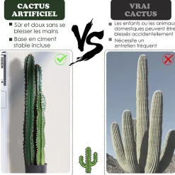 Cactus artificiel grand réalisme plante artificielle grande taille dia. 17 x 100H cm vert